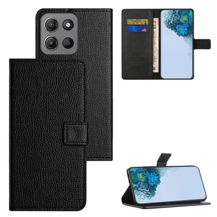 Bild 4, Motorola Moto G86 Power/G86 5G Fodral Litchi Läder Svart