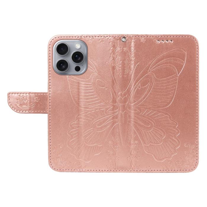 Bild 2, iPhone 16 Pro Max Fodral Fjäril Tryck Roséguld