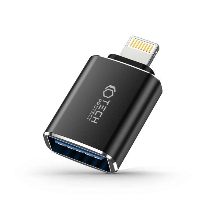 Bild 1, Tech-Protect Lightning till USB-A 3.0 Adapter Svart