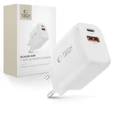 Tech-Protect 45W PD QC3.0 V&auml;ggladdare USB-C / USB-A Vit