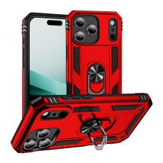 iPhone 17 Pro Skal Shockproof Hybrid Ring Röd