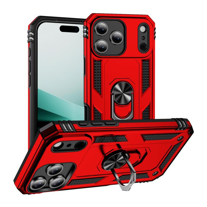 Bild 1, iPhone 17 Pro Skal Shockproof Hybrid Ring Röd