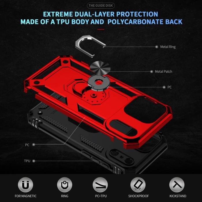 Bild 2, iPhone 17 Pro Skal Shockproof Hybrid Ring Röd