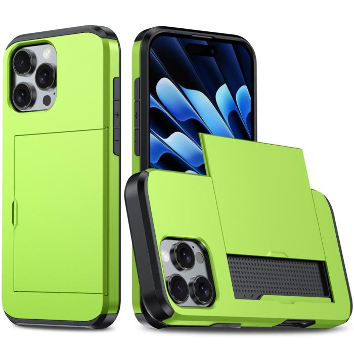 Bild 1, iPhone 16 Pro Skal Med Kortfack Hybrid Grön