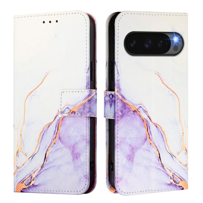 Bild 2, Google Pixel 10/10 Pro / 9/9 Pro Fodral Marmor Vit / Lila
