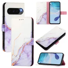 Google Pixel 10/10 Pro / 9/9 Pro Fodral Marmor Vit / Lila