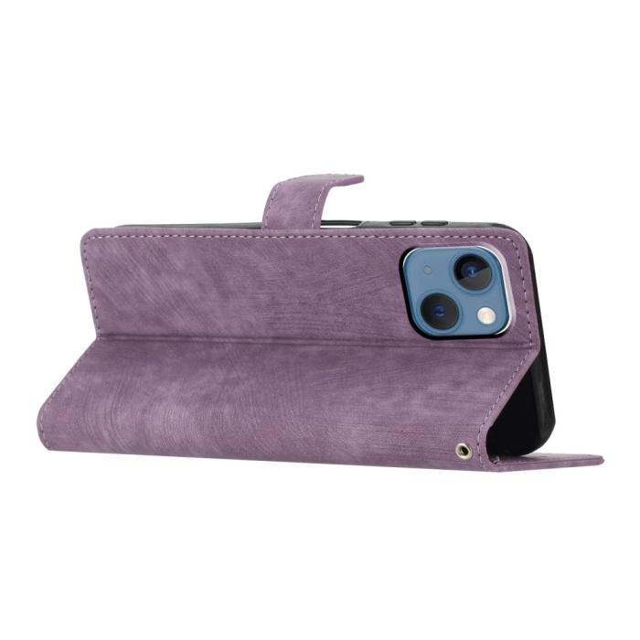 Bild 2, iPhone 15 Plus Fodral Skin Touch Läder Lila