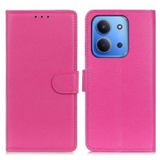Xiaomi Redmi 15C Fodral Litchi L&auml;der Rosa