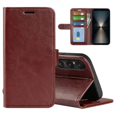 Sony Xperia 1 VII Fodral Crazy Horse L&auml;der Brun