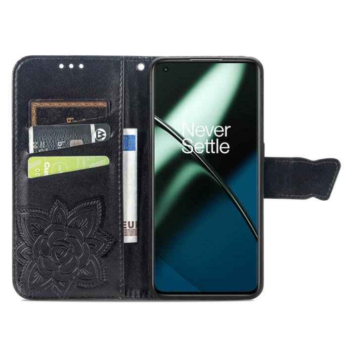 Bild 3, OnePlus 11 5G Fodral Butterfly Läder Svart