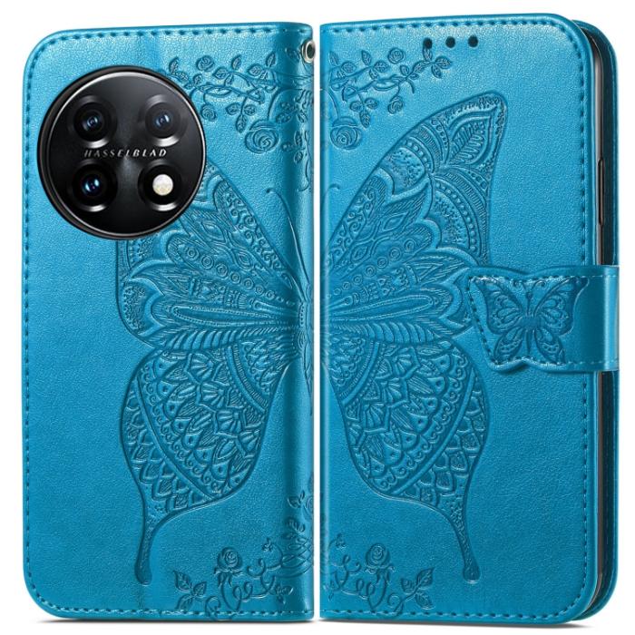 Bild 2, OnePlus 11 5G Fodral Butterfly Läder Blå