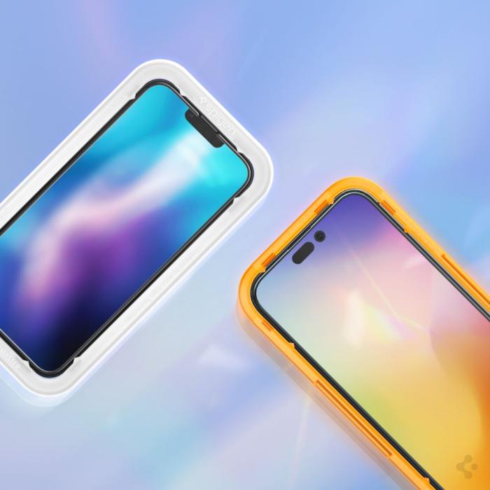 Bild 2, Spigen iPhone 14 Pro 2-PACK ALM Heltäckande Skärmskydd Härdat Glas