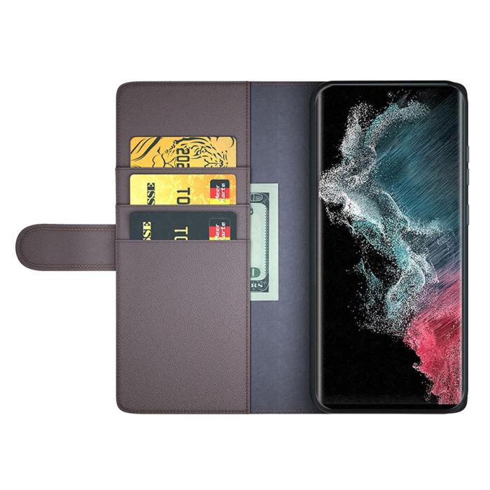 Bild 2, Samsung Galaxy S23 Ultra Fodral Premium Äkta Läder Brun