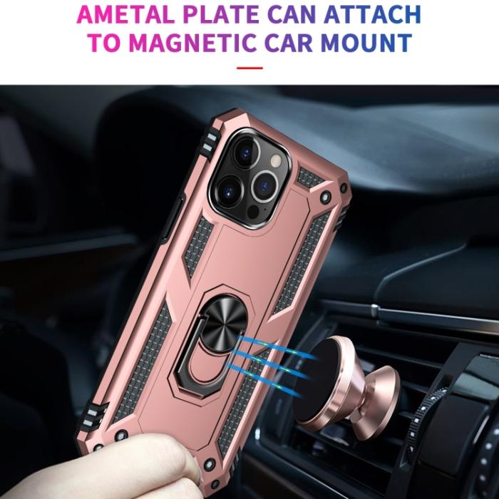 Bild 6, iPhone 14 Pro Max Skal Shockproof Hybrid Ring Roséguld