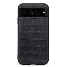 Google Pixel 7 Pro Skal Äkta Läder Krokodil Textur Svart
