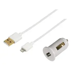 HAMA 12V USB-A Billaddare XL Lightning 150cm - Vit