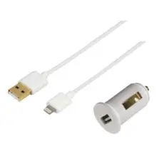 HAMA 12V USB-A Billaddare XL Lightning 150cm - Vit