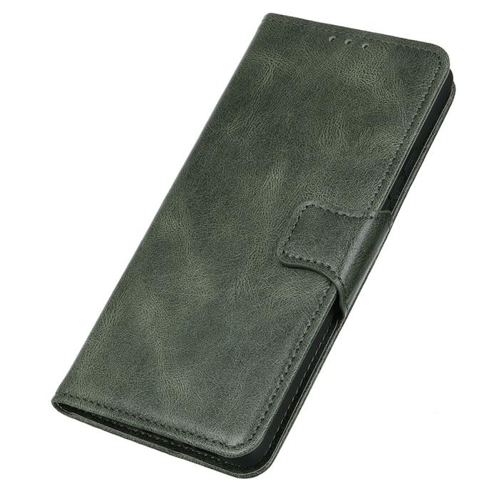 Bild 6, Galaxy A14 4G/5G Fodral Split Läder Crazy Horse Svartgrön