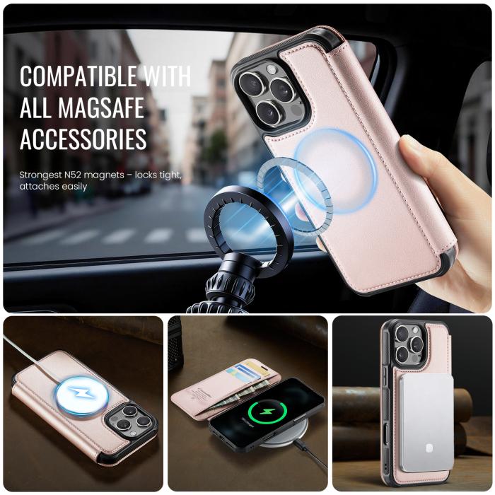Bild 2, CASEME iPhone 16 Pro Skal RFID Plånbok Roséguld