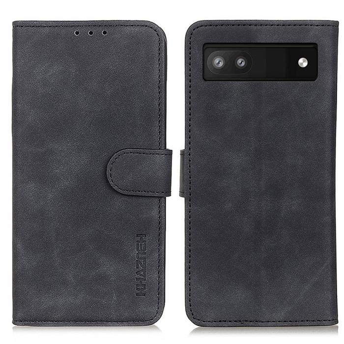 Bild 1, KHAZNEH Google Pixel 6A Fodral Retro Läder Svart