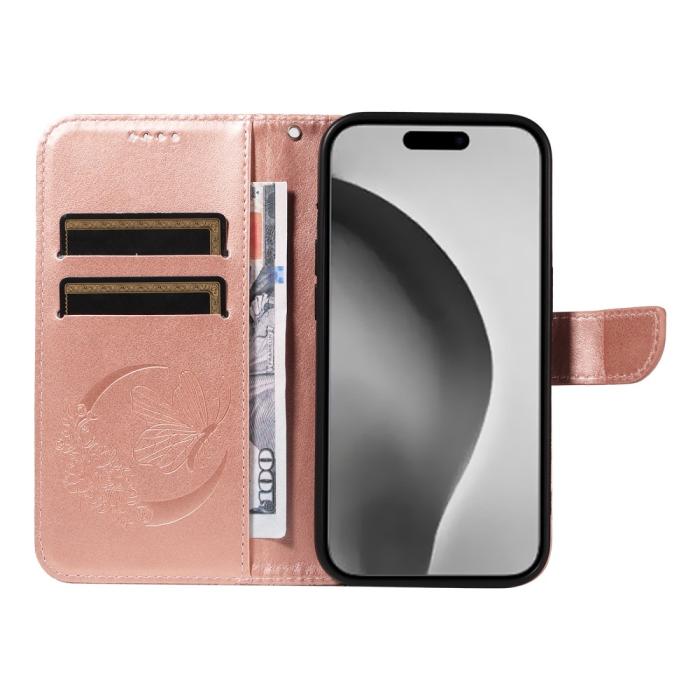 Bild 3, iPhone 16 Pro Max Fodral Fjäril Tryck Roséguld