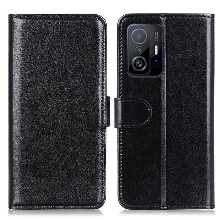 Bild 1, Xiaomi 11T / 11T Pro Fodral Crazy Horse Läder Svart