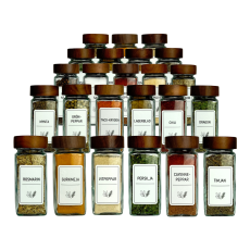 24-Pack Kryddburkar med Akaciaträlock – Kryddset med Svenska etiketter