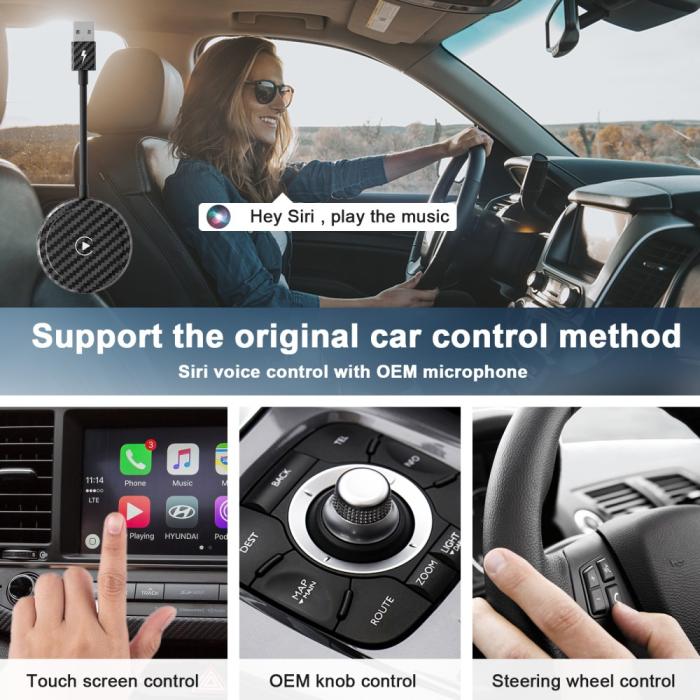 Bild 2, Trådlös CarPlay Adapter För Trådbundna CarPlay Bilar Svart
