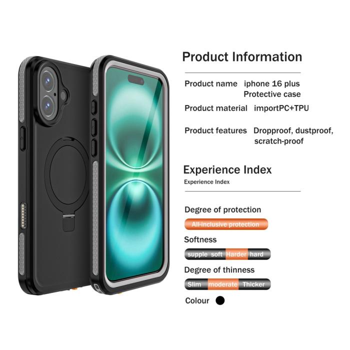 Bild 2, REDPEPPER iPhone 16 Plus Skal MagSafe Kickstand Vattentät IP68