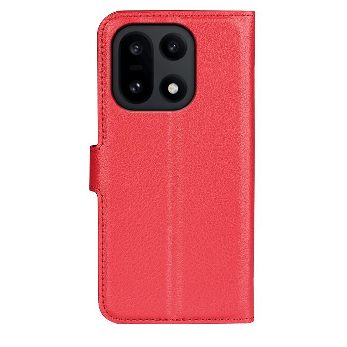 Bild 3, OnePlus 15 Fodral Litchi Läder Röd
