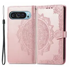 Google Pixel 10/10 Pro/9/9 Pro Fodral Mandala Blomma Roséguld