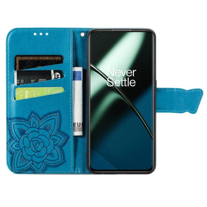 Bild 3, OnePlus 11 5G Fodral Butterfly Läder Blå