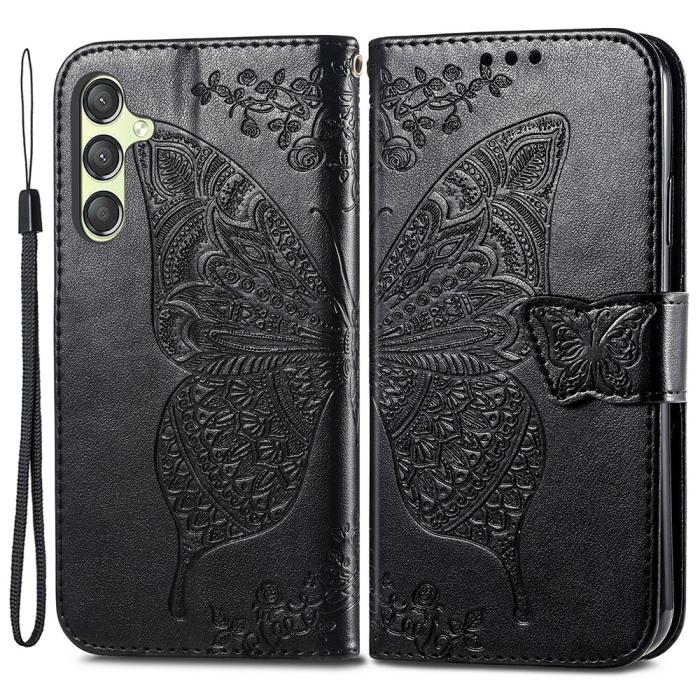 Bild 1, Samsung Galaxy A25 5G Fodral Läder Big Butterfly Svart