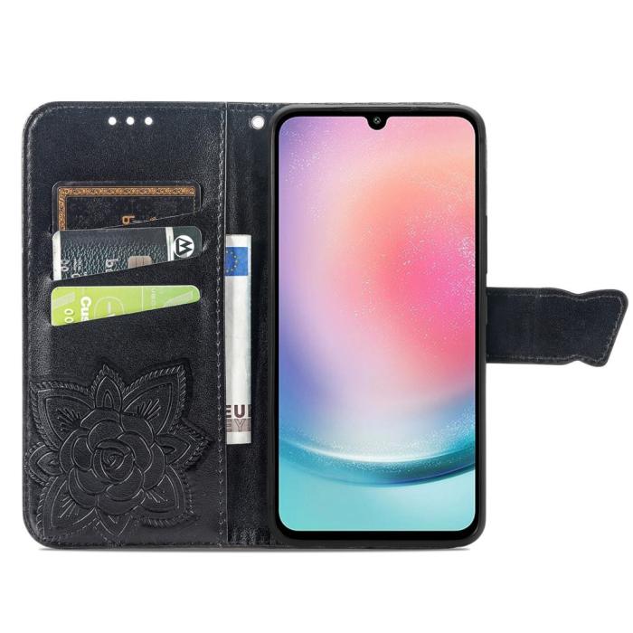 Bild 2, Samsung Galaxy A25 5G Fodral Läder Big Butterfly Svart