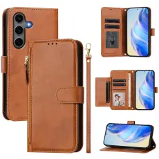 Samsung Galaxy S25 Plus Fodral Multifunktionell L&auml;der Brun