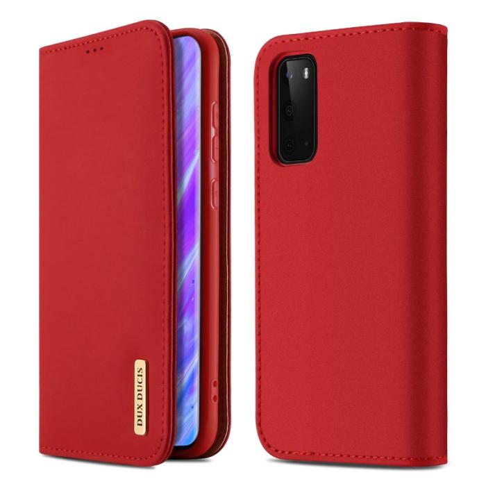 Bild 1, Samsung Galaxy S20 - DUX DUCIS Wish Äkta Läder Fodral - Röd