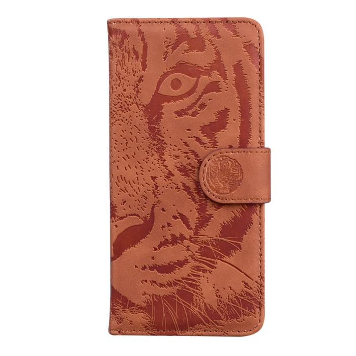 Bild 2, OnePlus 9 Pro - Tiger Tryck Läder Fodral - Brun