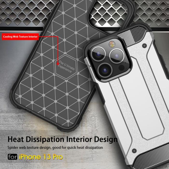 Bild 3, iPhone 13 Pro - Shockproof Hybrid Skal - Silver