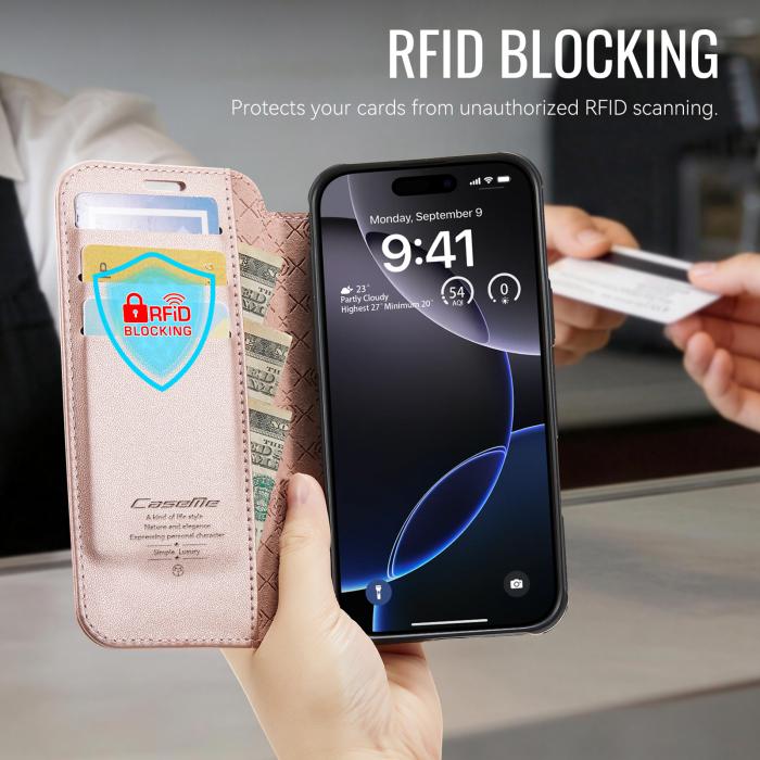 Bild 4, CASEME iPhone 16 Pro Skal RFID Plånbok Roséguld