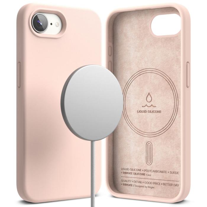 Bild 2, Ringke iPhone 17e / 16e Skal MagSafe Silikon Pink Sand