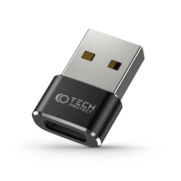Bild 1, Tech-Protect USB-A 2.0 till USB-C Adapter Svart