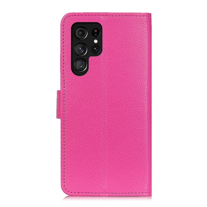 Bild 3, Samsung Galaxy S22 Ultra Fodral Litchi Läder Rosa