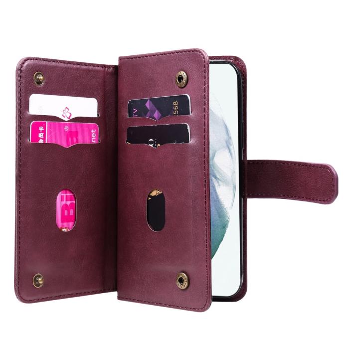 Bild 4, Samsung Galaxy S22 Ultra Fodral 10-korts Flerfack Vinröd