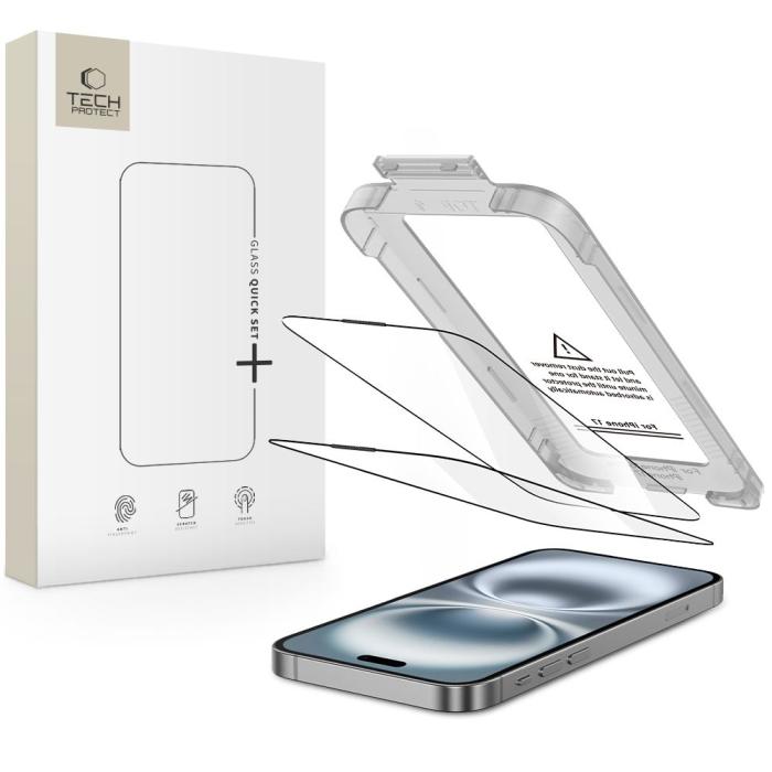 Bild 1, Tech-Protect iPhone 17 2-PACK Skärmskydd Quick Set+ Svart