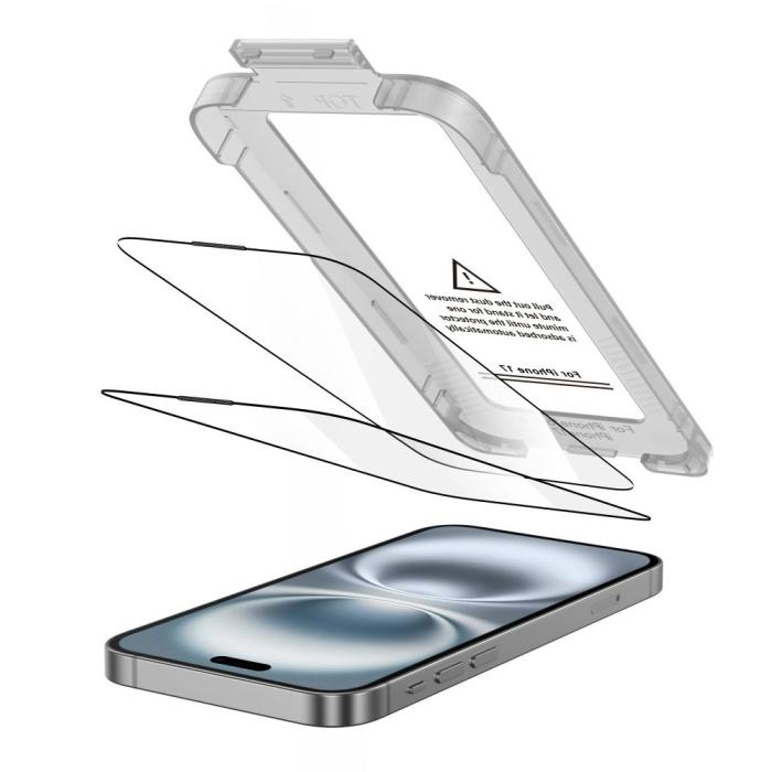 Bild 2, Tech-Protect iPhone 17 2-PACK Skärmskydd Quick Set+ Svart