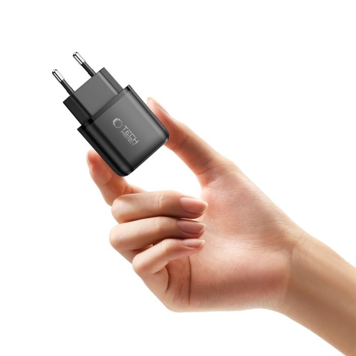 Bild 5, Tech-Protect 45W PD QC3.0 Väggladdare USB-C / USB-A Svart