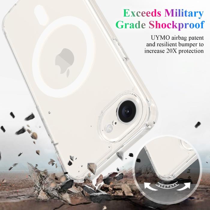 Bild 3, iPhone 17e / 16e Skal MagSafe TPU / Akryl Transparent