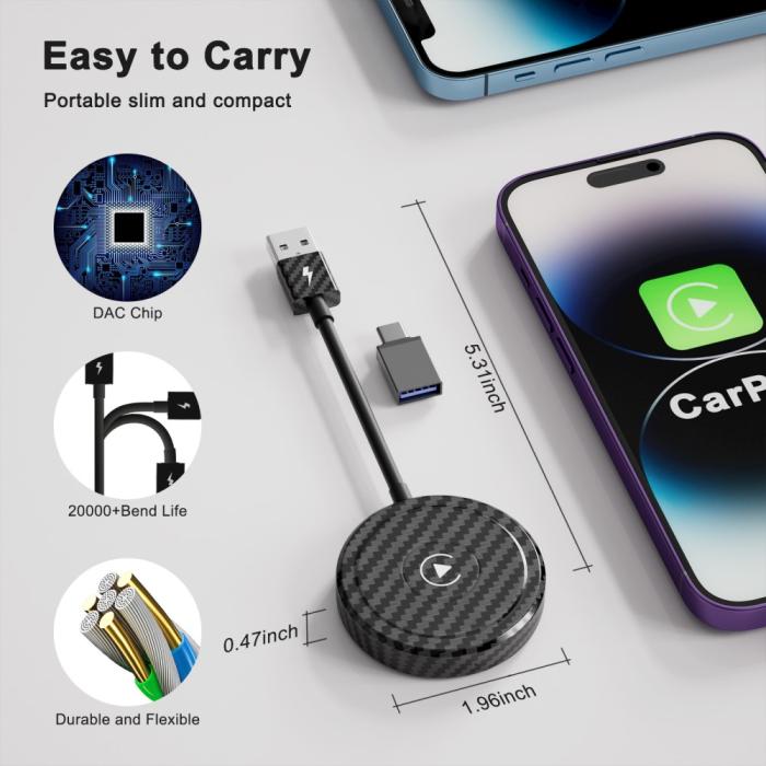 Bild 6, Trådlös CarPlay Adapter För Trådbundna CarPlay Bilar Svart