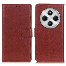Xiaomi Redmi 14C Fodral Litchi L&auml;der Brun