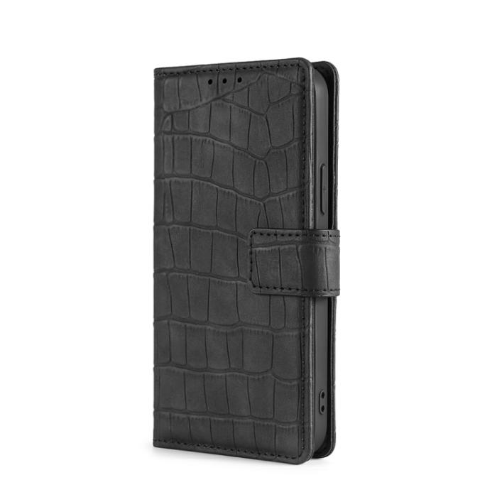 Bild 2, iPhone 14 Pro Fodral Skin Feel Krokodil Textur Svart